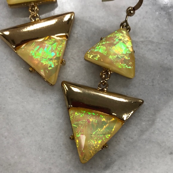 Iridescent Deco Triangle Earrings, NWT - Picture 4 of 8